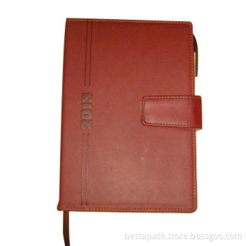 PU Leather Diary with Pen Holder Inside and Magnetic Flap Closure